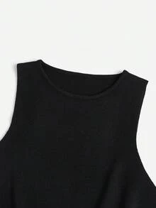 SHEIN Essnce Plus Solid Knit Top - Black - View 5