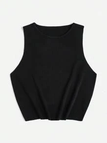 SHEIN Essnce Plus Solid Knit Top - Black - View 6
