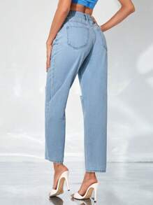 SHEIN Essnce High Waist Cut Out Straight Leg Jeans