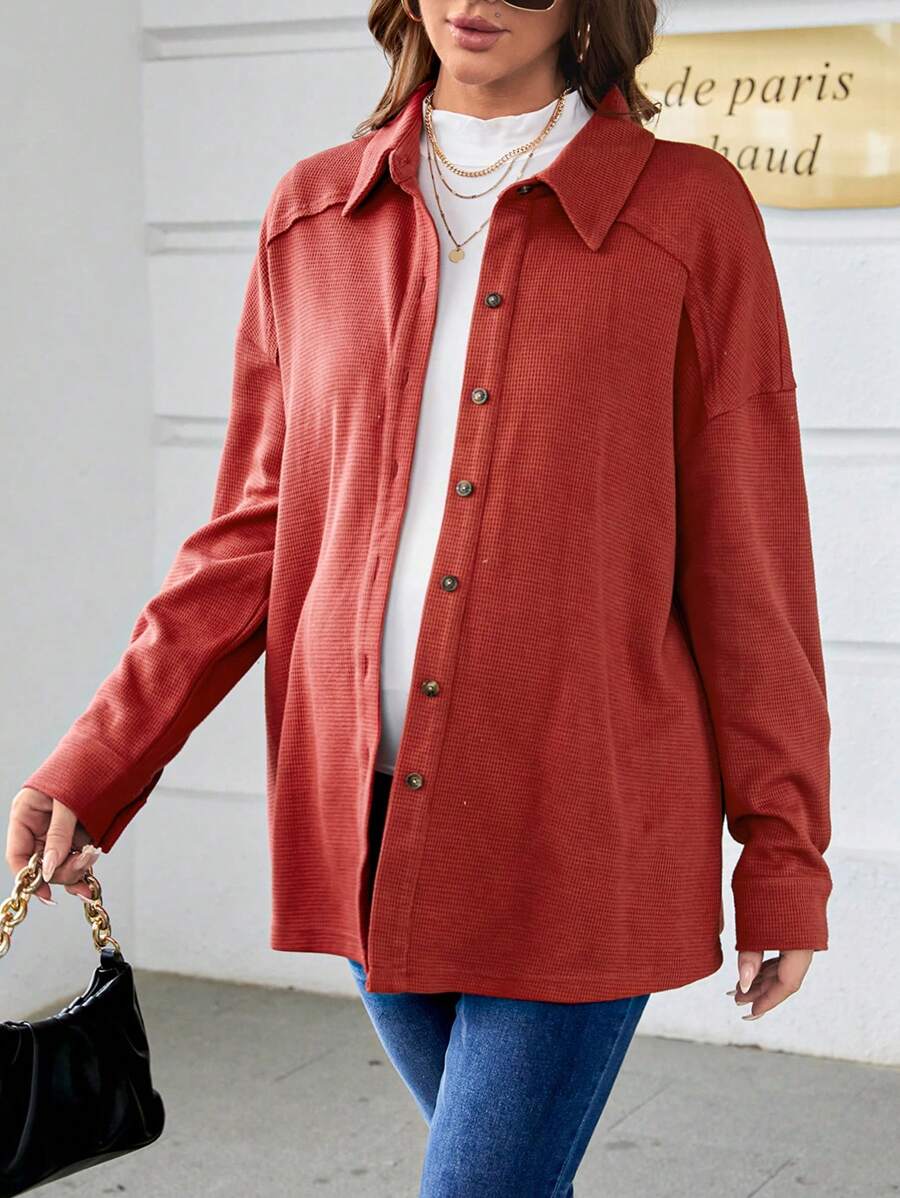 SHEIN Maternity Drop Shoulder Button Front Coat