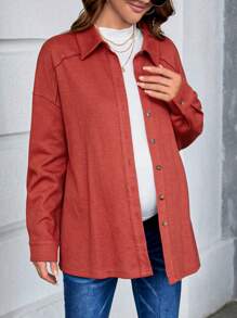 SHEIN Maternity Drop Shoulder Button Front Coat