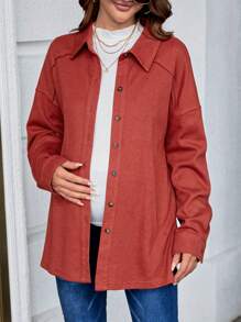 SHEIN Maternity Drop Shoulder Button Front Coat