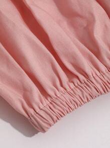 FRIFUL 前繫帶燈籠袖超大襯衫 - 粉色 - 查看 8