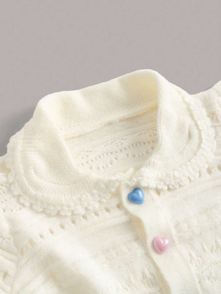 GENKIRA Solid Button Front Crop Cardigan - Beige - View 4