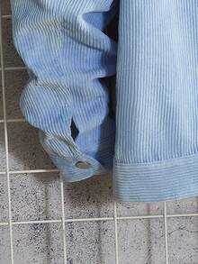 Manfinity RebelGame Men 1pc Flap Detail Drop Shoulder Corduroy Jacket - Baby Blue - View 3