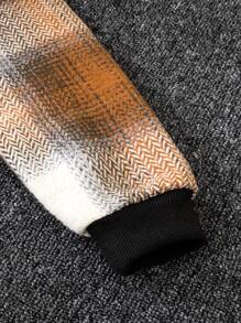 Tween Boy 1pc Plaid Print Dual Pocket Hooded Overcoat - Multicolor - View 6