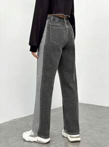 Teen Girl Slant Pocket Straight Leg Jeans - Dark Grey - View 2