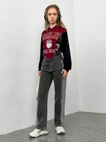 Teen Girl Slant Pocket Straight Leg Jeans - Dark Grey - View 4