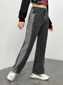 Teen Girl Slant Pocket Straight Leg Jeans - Dark Grey - View 5