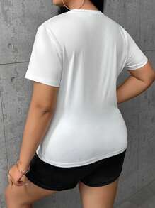 SHEIN SXY 大碼檸檬&字母圖案T恤和短褲 - 黑與白 - 查看 2