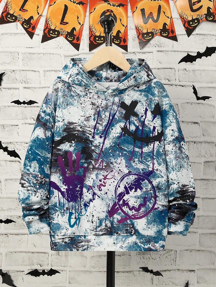 SHEIN 青少年男孩泼墨印花卫衣 - 彩色 - 查看 1