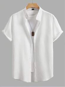 Manfinity Homme Hombres Camisa unicolor con botón sin camiseta