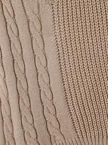 SHEIN Tween Boy Cable Knit V-neck Sweater Vest - Khaki - View 5