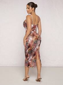 SHEIN SXY Snakeskin Print Cami Bodycon Dress