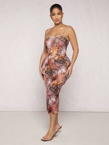 SHEIN SXY Snakeskin Print Cami Bodycon Dress