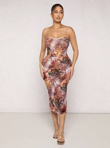 SHEIN SXY Snakeskin Print Cami Bodycon Dress