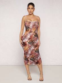 SHEIN SXY Snakeskin Print Cami Bodycon Dress