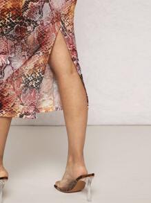 SHEIN SXY Snakeskin Print Cami Bodycon Dress