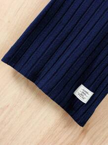 SHEIN Young Boy Letter Patched Detail Tee & Shorts - Navy Blue - View 8