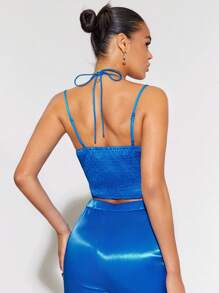 SHEIN BAE Solid Asymmetrical Hem Cami Top - Blue - View 2