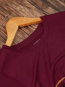 SHEIN LUNE Hoa Hướng dương Và In bướm Áo thun - Màu Đỏ Sâu - Xem 6