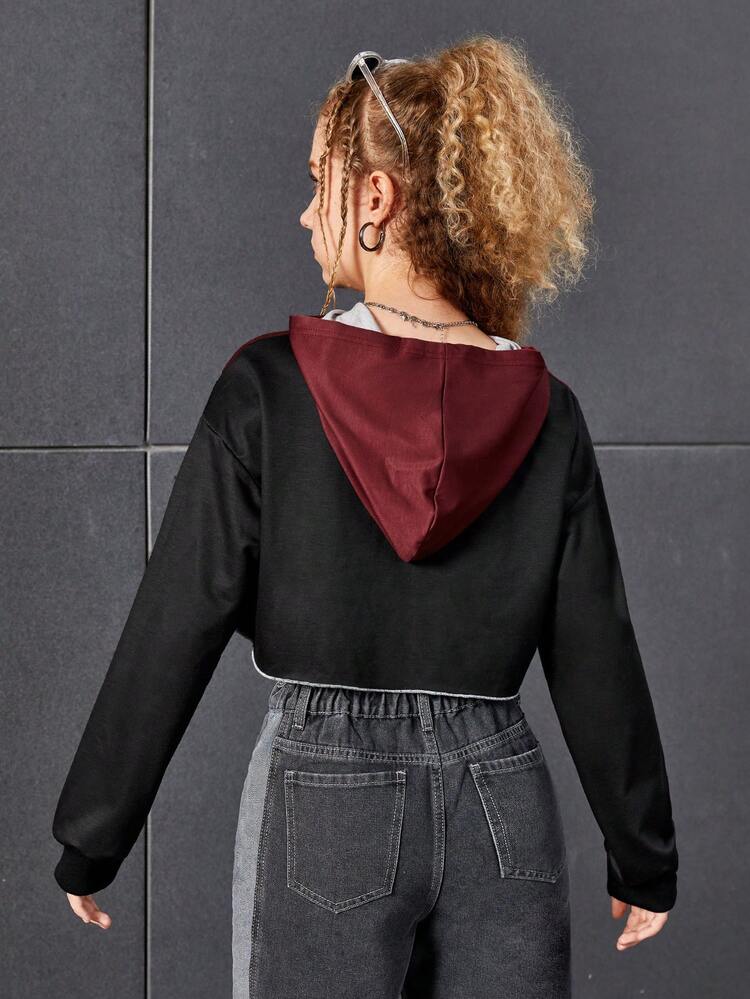 Teen Girl Letter Graphic Hanky Hem Sweatshirt