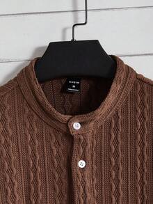 GENTILAND 寬鬆版型男士半扣紐襯衫及束口褲 - 咖啡棕 - 查看 5