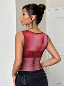 SHEIN ICON Body Heat Map Print Crop Tank Top - Burgundy - View 2