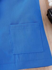 女嬰純色吊帶上衣、短褲和背心西裝外套 - 藍色 - 查看 5