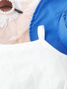 女嬰純色吊帶上衣、短褲和背心西裝外套 - 藍色 - 查看 8