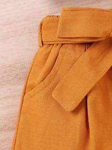 SHEIN 年輕女孩荷葉邊短上衣和腰帶裙和頭帶 - 彩色 - 查看 4