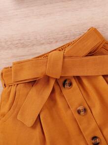 SHEIN 年輕女孩荷葉邊短上衣和腰帶裙和頭帶 - 彩色 - 查看 6