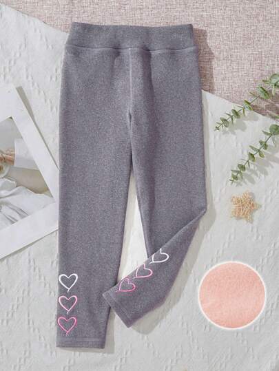 SHEIN 年轻女孩厚款保暖内衬紧身裤，非常适合冬季休闲穿着和保暖