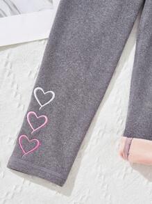 SHEIN Young Girl Thick Thermal Lined Leggings Perfect For Casual Wear And Keeping Warm In Winter - Light Grey - View 2