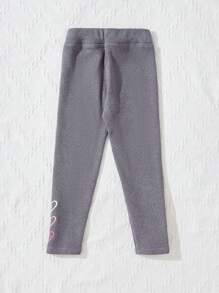 SHEIN Young Girl Thick Thermal Lined Leggings Perfect For Casual Wear And Keeping Warm In Winter - Light Grey - View 4