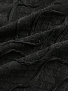 SHEIN EZwear Solid Button Front Tee - Black - View 3