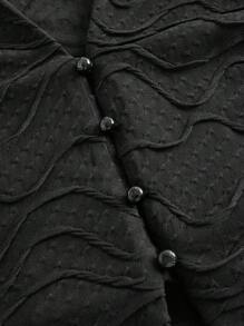 SHEIN EZwear Solid Button Front Tee - Black - View 4