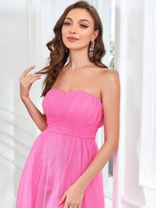 Nếp gấp Phần Ngực Lưới Ống Ăn mặc trang trọng - Hồng - Xem 5