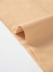 Plus Ribbed Notched Lingerie Set - Apricot - View 3