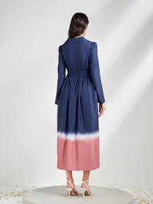 Seusyu 漸層西裝領繫腰帶連衣裙 - 藏蓝色 - 查看 2