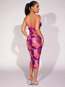 Silquee 紮染褶邊抹胸緊身連衣裙 - 彩色 - 查看 7