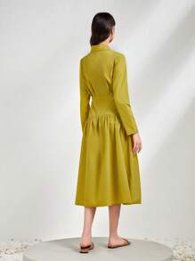 Mulvari Solid Plicated Detail Dress
