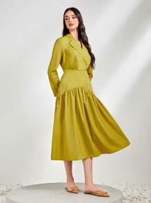 Mulvari Solid Plicated Detail Dress