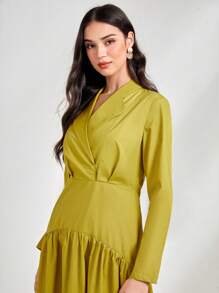 Mulvari Solid Plicated Detail Dress