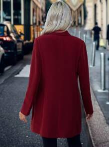 SHEIN Clasi 撞色鑲邊雙排扣雙口袋西裝外套