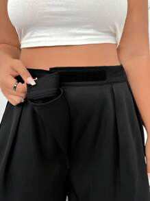 Flirla Plus Plicated Detail Shorts - Black - View 4