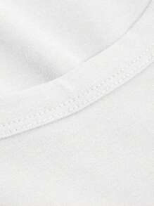 DAZY 熊貓印花落肩袖下擺開叉休閒服洋裝 - 白色 - 查看 3