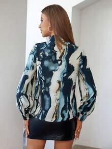 SHEIN Privé Áo sơ mi nữ Cắt ra Nút phía trước Tất cả trên in Giải trí - Nhiều màu - Xem 2