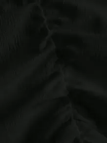 SHEIN MOD 褶饰胸围荷叶边下摆黑色复古吊带连衣裙