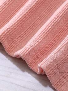 SHEIN Cô Gái Trẻ Ống tay áo Đồ đan Ribbed Đầm Với thắt lưng - Hồng - Xem 4